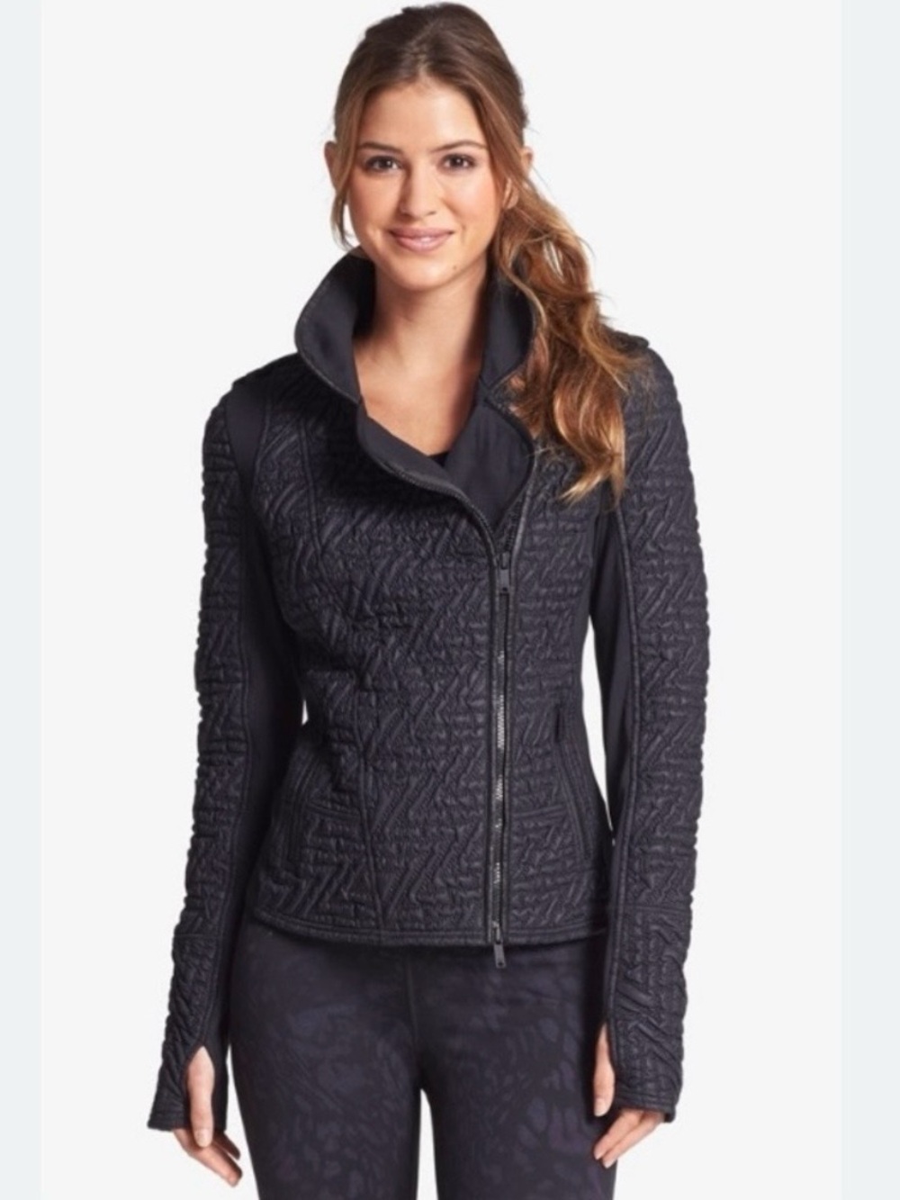Zella Women's Quilted Black Zip-Front Jacket